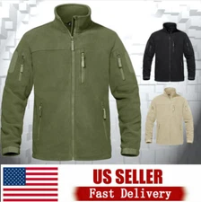 Mens Jacket Tactical Fleece Work Casual Full-Zip Windproof Coat Outdoor Hiking