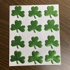 Vintage Glitter Shamrocks Puffy Stickers VTG RARE? 80s? 1 Sheet Open Box