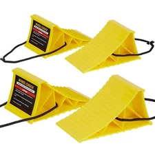 4Pack Heavy Duty Wheel Chocks with Rope for Easy Removal, Durable, Non-Slip
