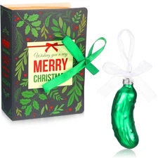 BBTO Christmas Pickle Ornament for Christmas Tree Green Tradition Blown Glass...