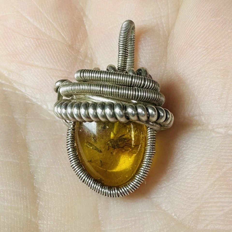 Lote 4 Colgantes Steampunk Brutalista Geoda Cristales Piedras Preciosas Envueltos en Alambre Foto 4 de 4