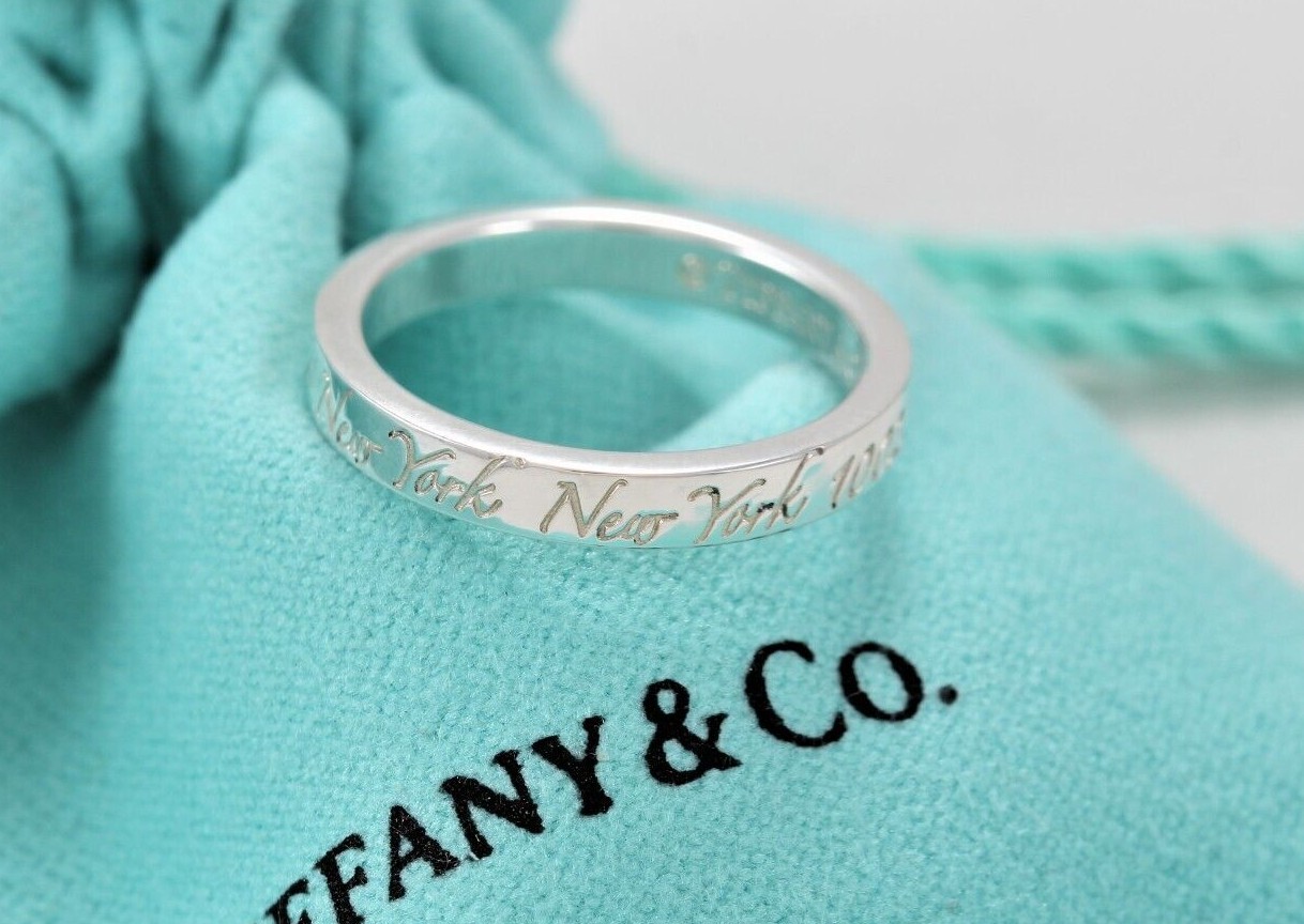 Tiffany & Co Silver Fifth Avenue Notes Narrow Band Ring eBay