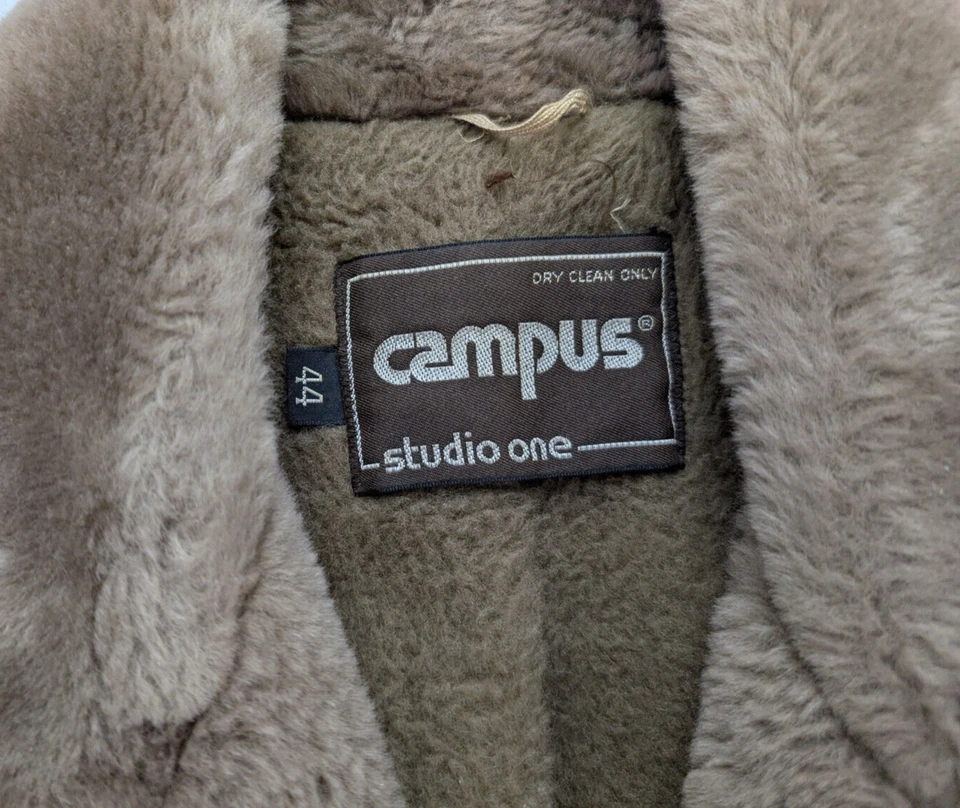 Vintage 60s 70s Men's Winter Coat Campus Studio One Faux Fur Lined Size 44 - Image 4 of 4