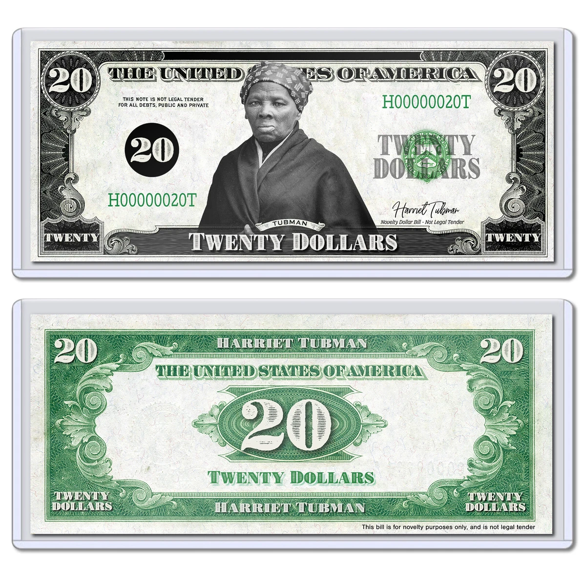 Harriet Tubman Twenty 20 Dollar Bill Novelty Collectible Money with Case