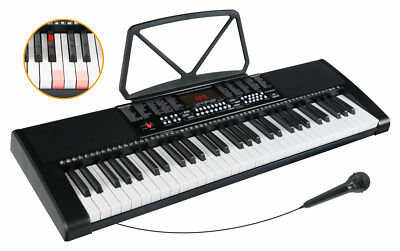 61 Leucht Tasten Keyboard E-Piano Lern Klavier 255 Sounds Rhythmen Leuchttasten