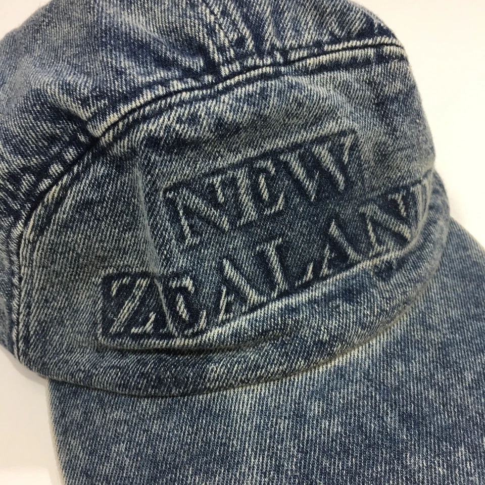 90's ACID WASH Blue Jean STRAPBACK Hat NEW ZELAND Denim STREETWEAR Baseball Cap - Image 3 of 4