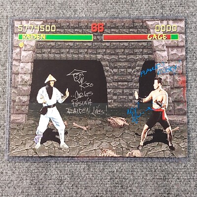 MORTAL KOMBAT Dual SIGNED and SKETCHED 8x10 AUTOGRAPH Raiden Johhny Cage Models