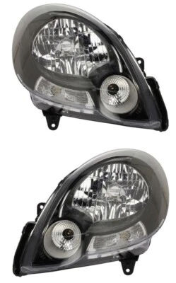 PHARE AVANT GAUCHE + DROIT ELECTRIQUE POUR RENAULT KANGOO II 02.08-07.13 H4 NOIR - Photo 1/4