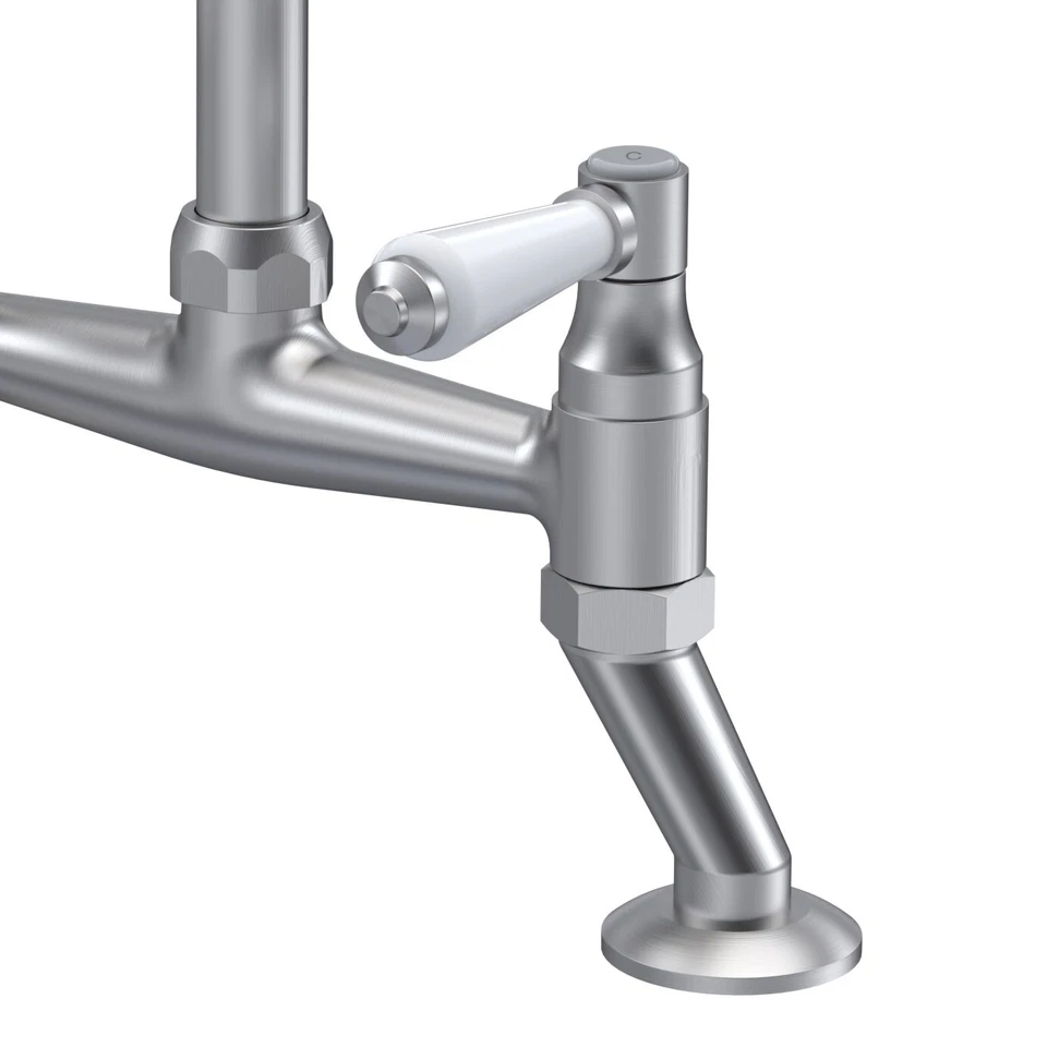 Nuie Bridge Kitchen Sink Mixer Tap Lever Handle Brushed Nickel - Image 2 of 4