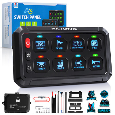 MICTUNING P1B-8X 8 Gang RGB Switch Panel LED Light Bar Relay System Marine 