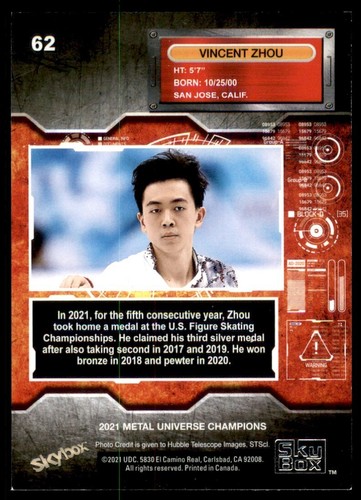 2021 Skybox Metal Universe #62 Vincent Zhou - Picture 4 of 4
