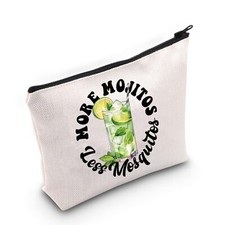 Mojito Cosmetic Bag "More Mojitos Less Mosquitos" Funny Party Gift Pouch