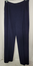 ST. JOHN Collection Navy Blue Santana Knit Pleated Straight Leg Pants sz 6