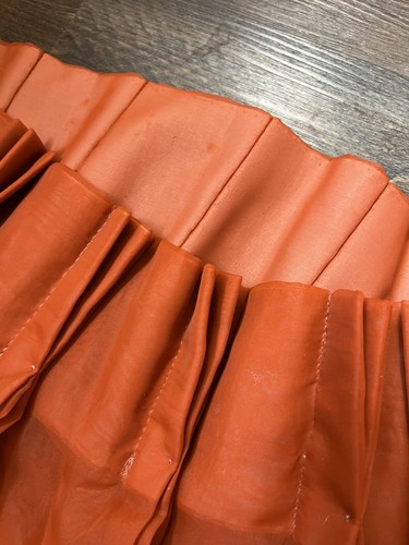 Set Of 2 Mid Century Orange Sheer Pleated Drapes 70x88” - Picture 4 of 7