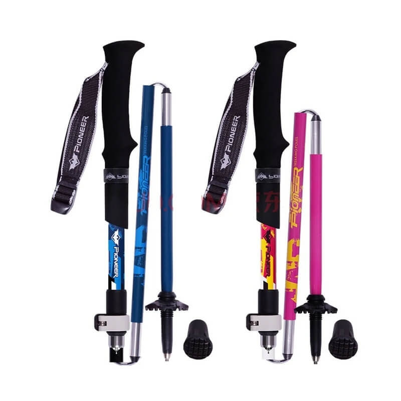 Thick Folding Walking Sticks Adjustable Trekking Hiking Pole Cane Alpenstock