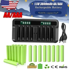 8x/16x 1.5V AA AAA Rechargeable Li-ion Batteries AA AAA Lithium Battery+ Charger