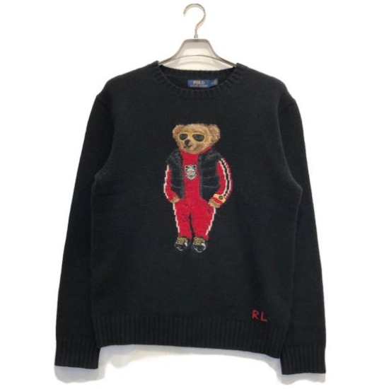 Polo Ralph Lauren Sweater Polo Bear Sunglasses 100% Wool Knit