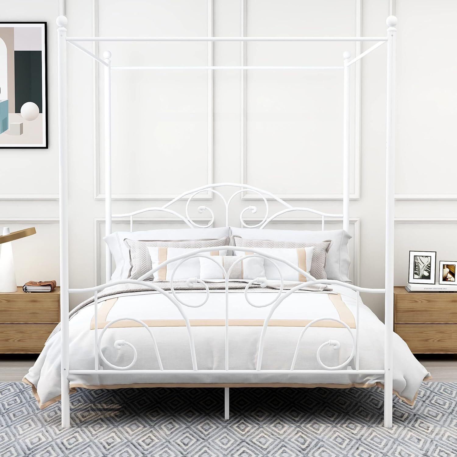 Bed Frame Heavy-duty Steel Slat Support No Box Spring Needed