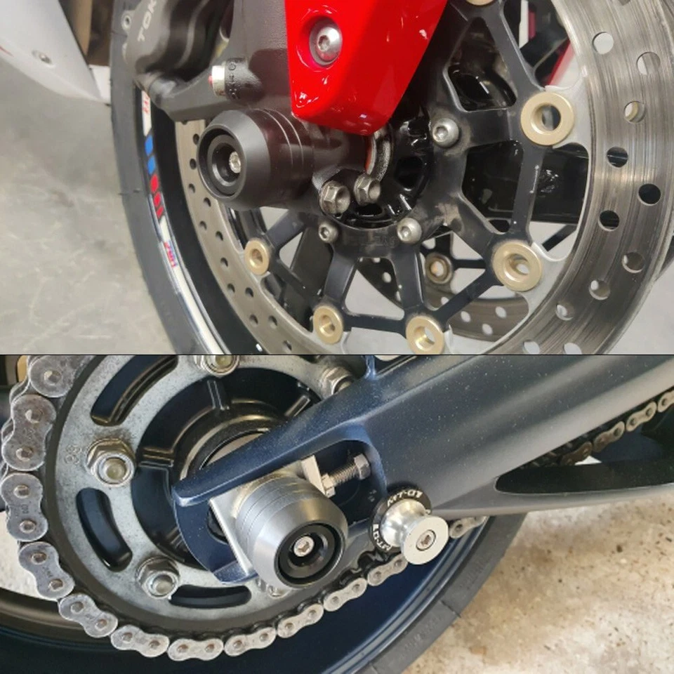 For GSXS GSXR 600 750 1000 Front Rear Wheel Slider Axle Crash Protector Fork Pad - Imagem 2 de 4