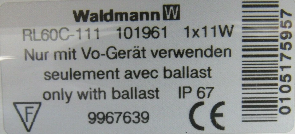 LUZ MÁQUINA WALDMANN RL60C-111 NUEVA RL60C111 101961 Foto 3 de 4
