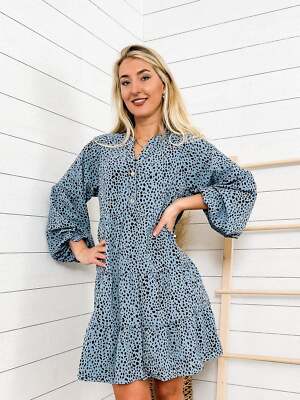 Drop Shoulder Cheetah Print Dress