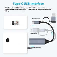 4K Video Capture Card USB+Type C to HDTV Video Recorder for Camcorder