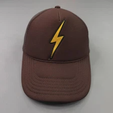 Aviator Nation Hat Cap Snap Back Brown Mesh Trucker Lightning Bolt Logo Otto