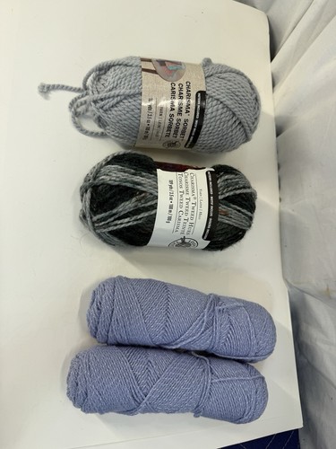Loops & Threads Charisma Yarn Lot 4 Skeins Sorbet Silver Tweed Charcoal Blue