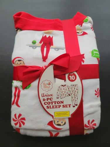 NEW KIDS ELF ON THE SHELF 2 PC COTTON CHRISTMAS PAJAMAS PJS SIZE 10 GIRLS BOYS - 第 3/3 張圖片
