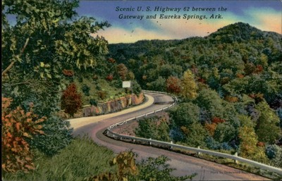 Postcard: Scenic U. S. Highway 62 between the Gateway and Eureka Sprin
