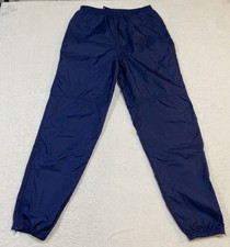 Vintage 90s Nike Windbreaker Pants Mens Medium Navy Nylon Track Ankle Zip Swoosh