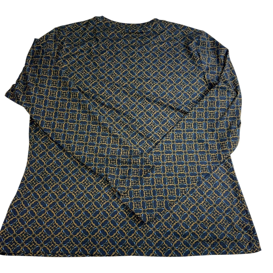 Blusa Brooks Brothers XL corrente equestre estampa bit azul marinho ouro manga longa - Imagem 3 de 4