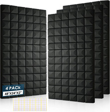 4 Pack Acoustic Foam Panels 48x24x2", High-Density Soundproof Wedge Tiles for St