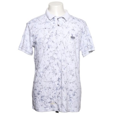 Hugo Boss, Poloshirt, Größe: XL, Weiß/Blau, Baumwolle, Blumen, Herren #Jmb