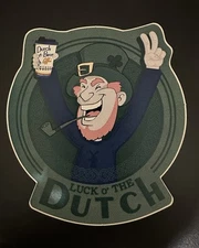 This is a "Luck O' The Dutch" St. Patrick's Day themed sticker from Dutch Bros