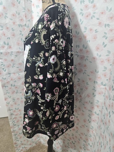 CROFT & BARROW, CAMISETA PAISLEY MANGA LARGA ALGODÓN ROSA/NEGRO NUEVA PARA MUJER, TALLA 3X - Imagen 5 de 7
