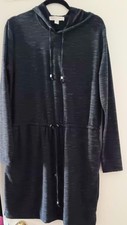 Michael Kors Black Grey Heather Basics Hooded Lounge Dress Size M