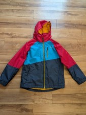 L.L. Bean Kids Boys Blue  Red Colorblock Windbreaker Rain Jacket Hooded L 14-16