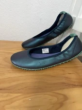 Plae Crosby Ballet Flat Metallic Blue/ Purple Leather Size 7 Comfort Shoe