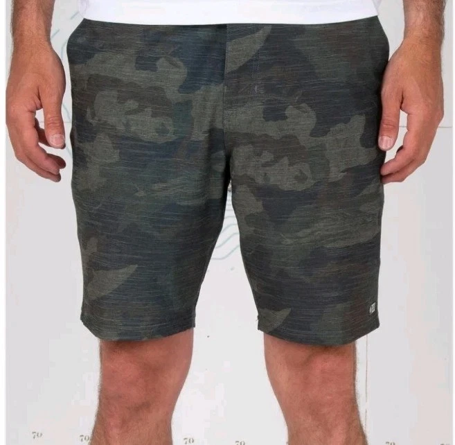 Salty Crew Drifter 2 Hybrid Walkshort Green Digi Camo Swim Boat Shorts 34