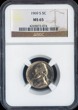 1969-S Jefferson Nickel NGC MS65 Quality