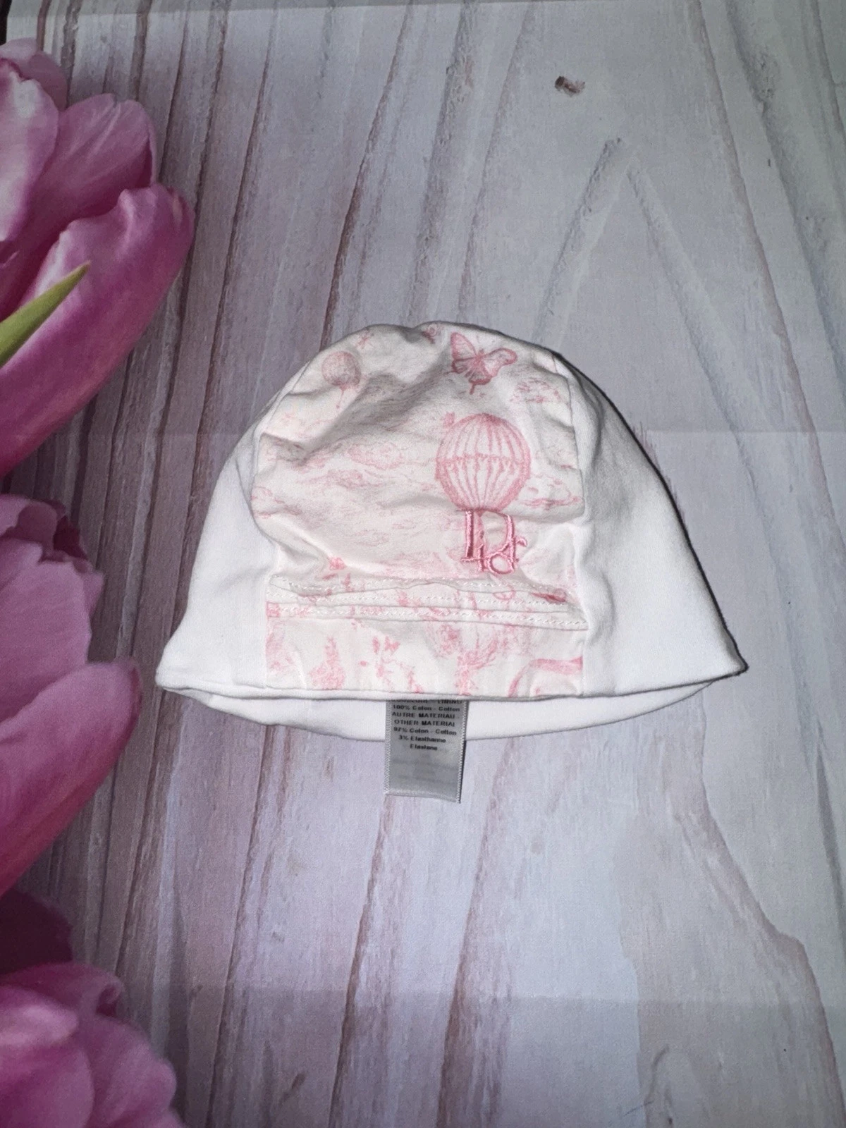 Baby Dior Infant Girls Beanie Newborn White Pink