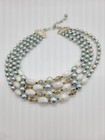 Vintage Japan Light Blue White Iridescent 4 Strand Beaded Choker/Necklace — photo 3