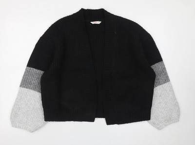 John Lewis Damen Strickjacke schwarz grau Grobstrick offen L