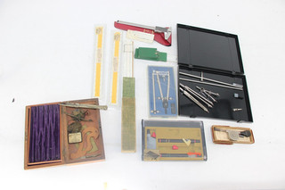 F Vintage Mixed Cased Mechanical/ Engineering Draughtsman Sets Etc