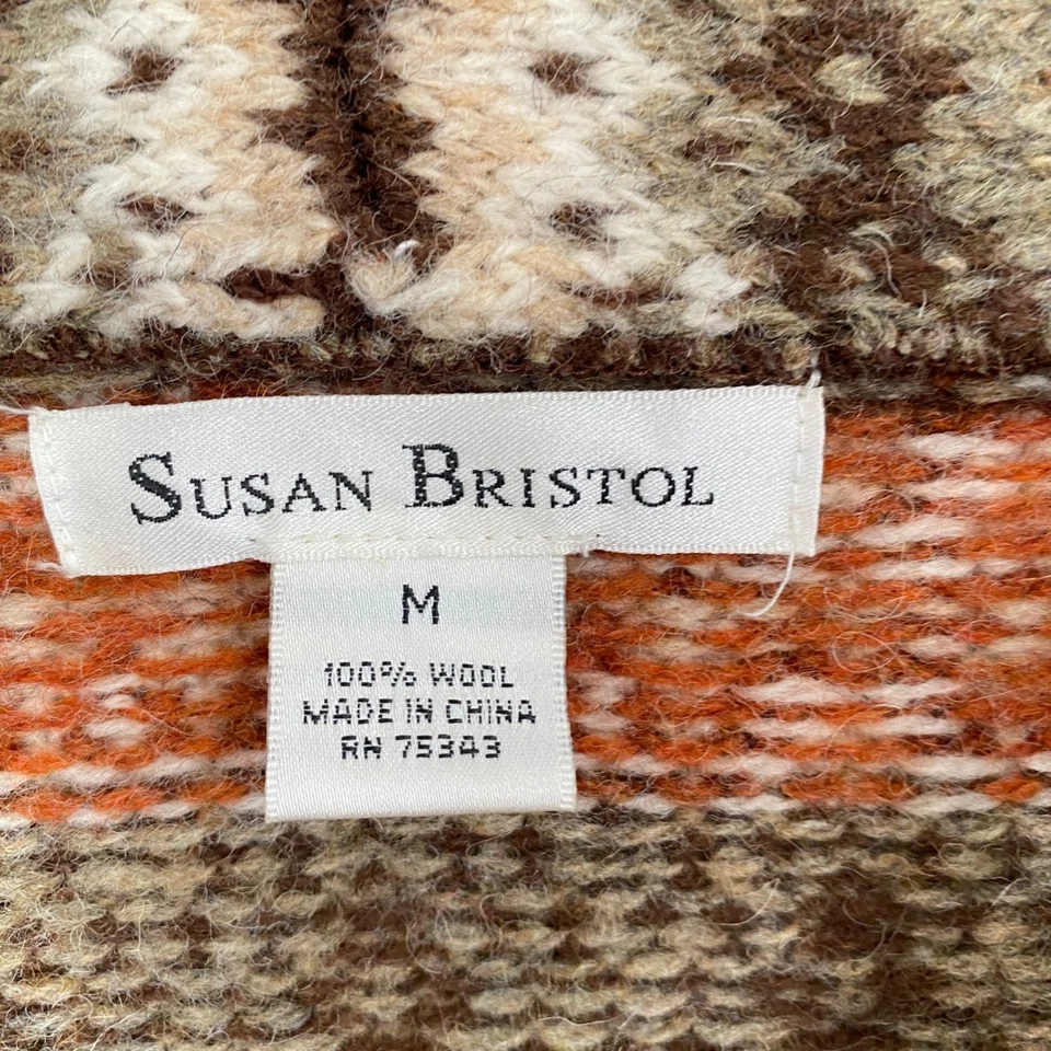 Susan Bristol Wool Fair Isle Nordic Toggle Cardigan Sweater Womens M - Image 2 of 4