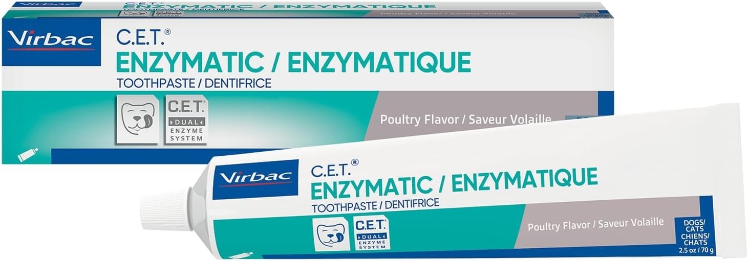 Virbac C.E.T. Enzymatic Toothpaste, Eliminates Bad Breath by Removing Plaque & T