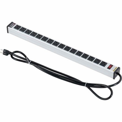 Global Industrial 16 Outlet Aluminum Power Strip with 15-ft Cord 24''L ETL/cETL