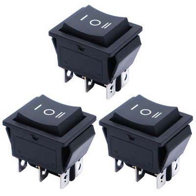 3 PCS Momentary Rocker Switch DPDT, ON-Off-ON, 6 Pin,6A 250V, 10A 125V,3 Way