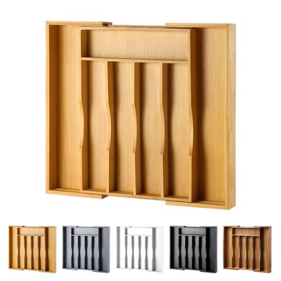 Expandable Bamboo Kitchen Drawer Organizer for Cutlery and Utensils, Adjustab...